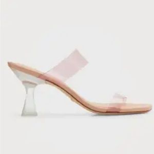 Stuart Weitzman Kristal Clear and pink slide sandal
